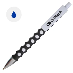 Penna a scatto in plastica con rivestimento a rete gommato e refill blu
