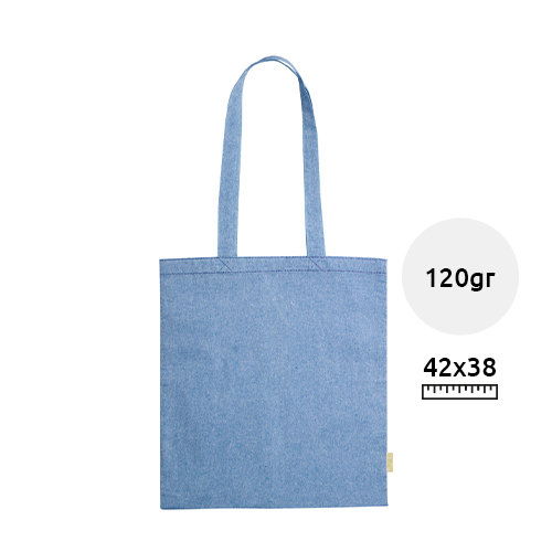Shopper in cotone riciclato con manici lunghi in diverse colorazioni da 120gr 38x42cm