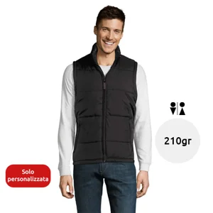 Gilet unisex trapuntato in poliestere con zip e 2 tasche 210gr