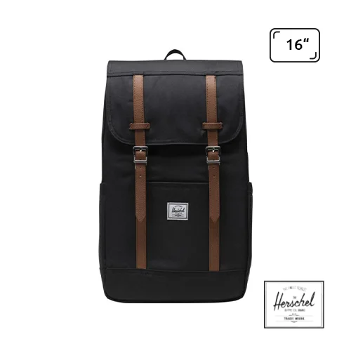 Zaino porta pc da 16" a marchio Herschel Retreat in tessuto riciclato con ampie tasche oggetti e chiusura a coulisse