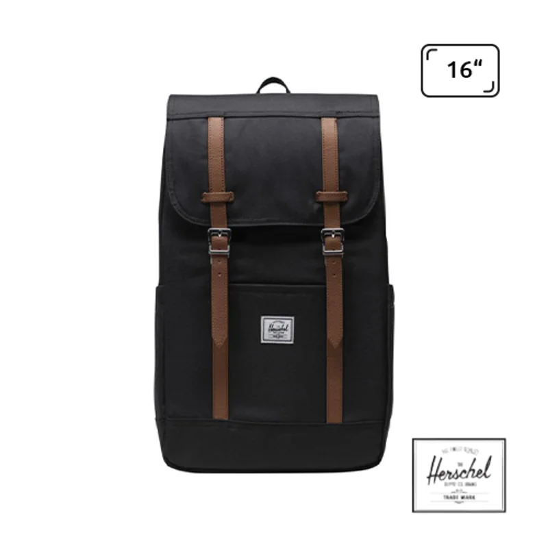 Zaino porta pc da 16" a marchio Herschel Retreat in tessuto riciclato con ampie tasche oggetti e chiusura a coulisse
