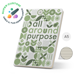 Block Notes A5 in RPET con copertina rigida personalizzabile in sublimazione e fogli a righe in carta riciclata