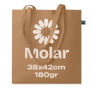 Shopper in cotone Equo Solidale Fairtrade con manici lunghi da 180gr 38X42CM