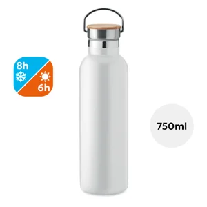 Borraccia termica in acciaio inox doppio strato isolante con tappo in bambù 750ml
