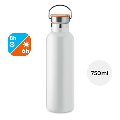Borraccia termica in acciaio inox doppio strato isolante con tappo in bambù 750ml
