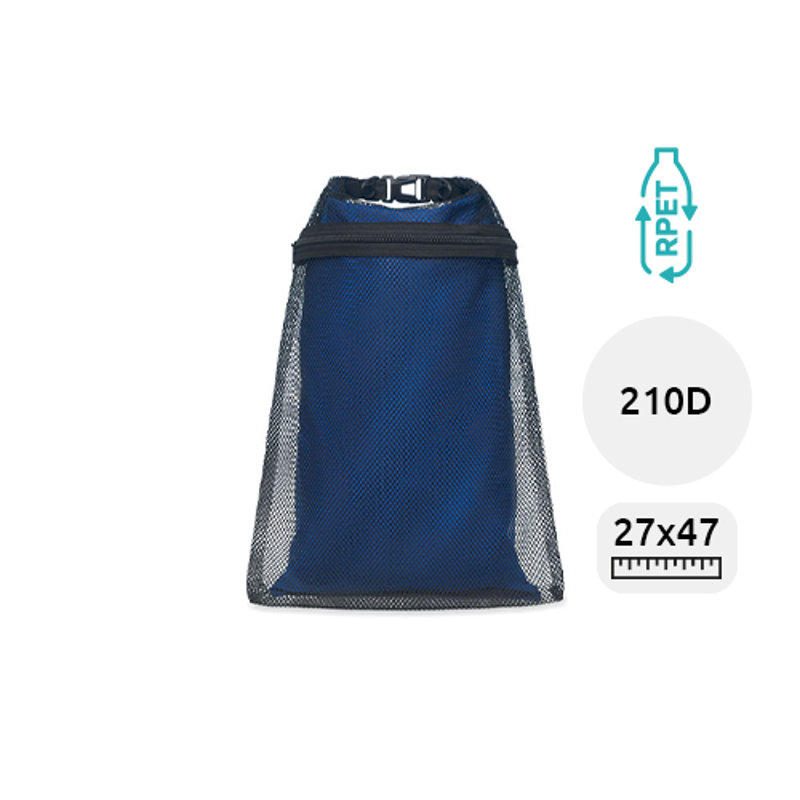 Sacca in RPET impermeabile da 6L con chiusura a zip da 210D 47X27cm