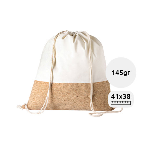 Sacca in cotone e sughero naturale con chiusura a coulisse da 145gr 38×41cm