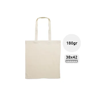 Shopper in cotone con manici lunghi in colore naturale da 180gr 38X42CM