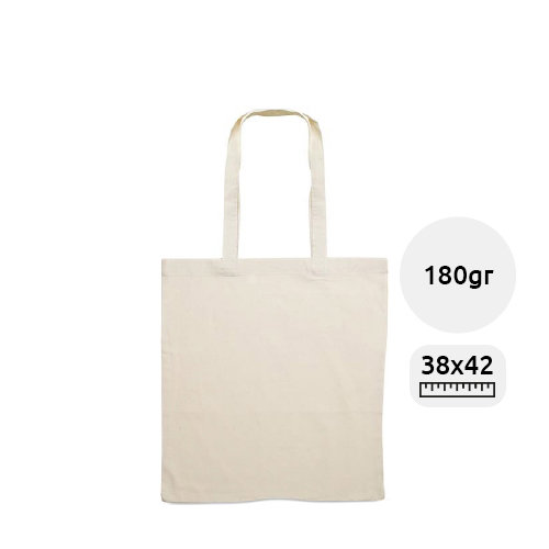 Shopper in cotone con manici lunghi in colore naturale da 180gr 38X42CM
