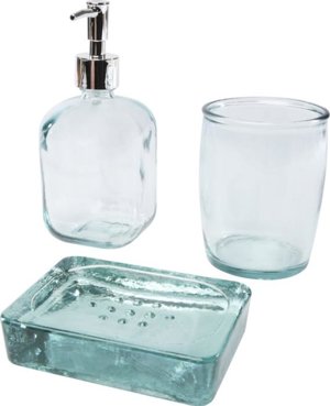 Set da bagno da 3 pezzi in vetro riciclato