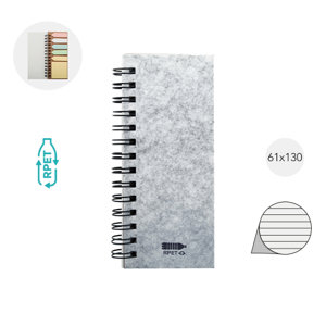 Block notes a spirale con copertina in feltro RPET fogli a righe in carta riciclata e note adesive segnapagina 61×130×15mm