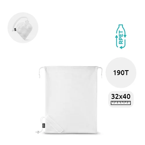 Sacca pieghevole in RPET trasparente con chiusura a coulisse da 190T 32x40cm