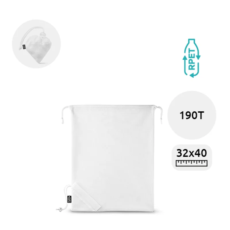 Sacca pieghevole in RPET trasparente con chiusura a coulisse da 190T 32x40cm