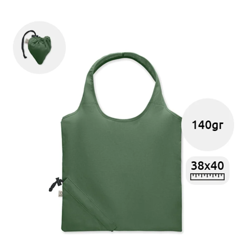 Shopper pieghevole in contone riciclato da 140g 38x40cm