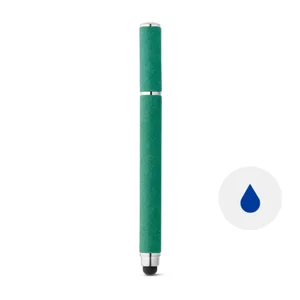 Penna roller in carta kraft e ABS con punta touch e con cappuccio e refill blu