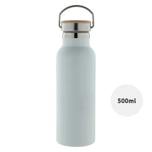 Borraccia in acciaio inox a doppia parete con tappo bambù 500ml