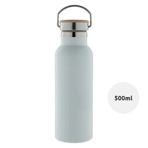 Borraccia in acciaio inox a doppia parete con tappo bambù 500ml