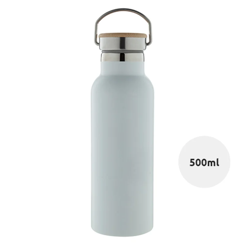 Borraccia in acciaio inox a doppia parete con tappo bambù 500ml