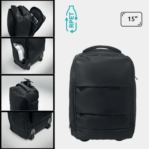 Zaino trolley in RPET porta pc da 15" con tasca termica con zip