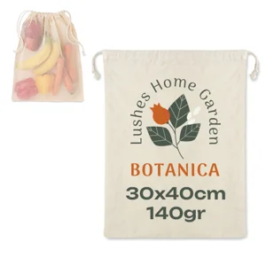 Sacca in cotone a rete 140gr con chiusura a coulisse 30x40cm