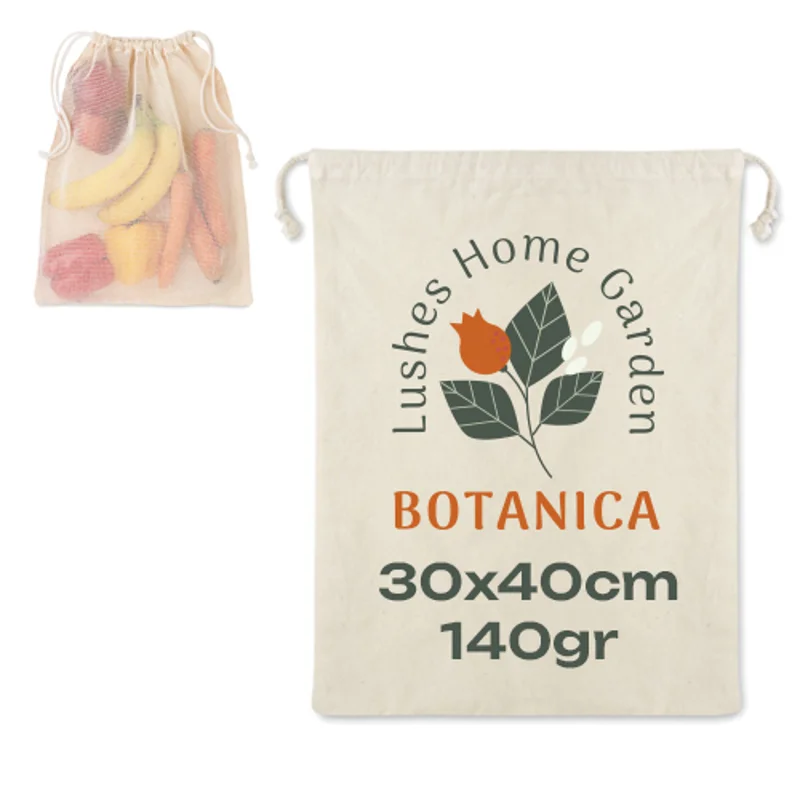 Sacca in cotone a rete 140gr con chiusura a coulisse 30x40cm