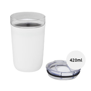 Bicchiere da 420 ml in vetro borosilicato con custodia esterna protettiva in plastica riciclata