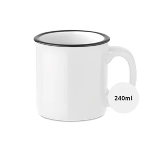 Tazza vintage in ceramica con bordo nero ideale per sublimazione 240ml