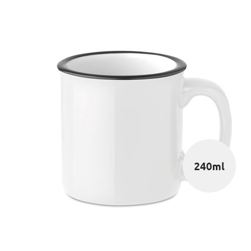 Tazza vintage in ceramica con bordo nero ideale per sublimazione 240ml