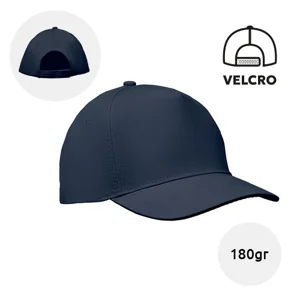 Cappellino con visiera in cotone 180gr a 5 pannelli con chiusura a velcro