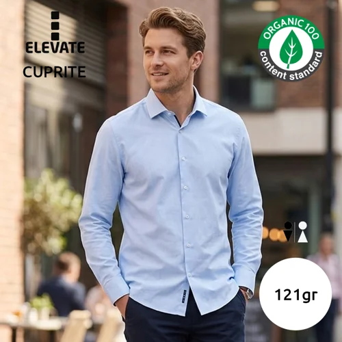 Camicia ELEVATE CUPRITE da uomo a maniche lunghe in cotone biologico popeline da 121gr