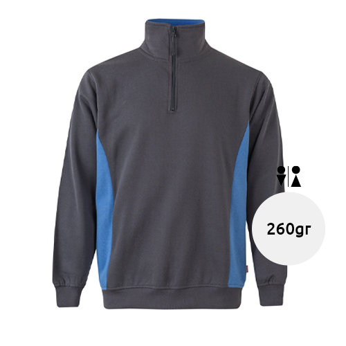 Felpa da lavoro Velilla in pile bicolore con colletto alto e mezza cerniera in poliestere e cotone 260gr