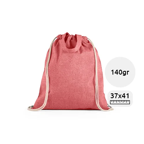 Sacca a zaino in cotone riciclato con chiusura a coulisse da 140gr 37x41cm
