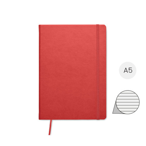 Block note A5 con copertina rigida in PU e pagine a righe in carta riciclata prodotto in Europa