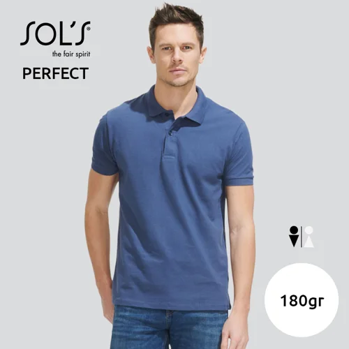 Maglietta polo SOL'S PERFECT da uomo in 100% cotone pettinato ringspun piqué da 180gr