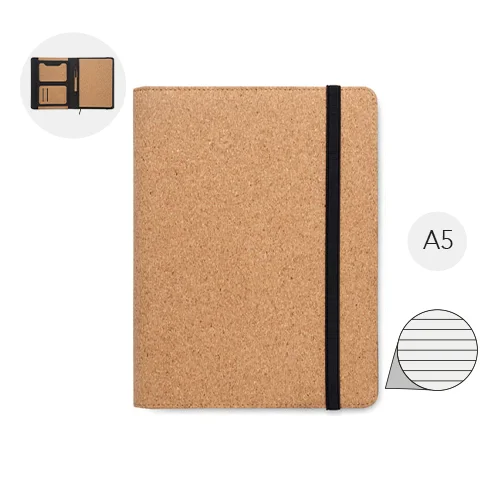 Cartella Porta Documenti in Sughero con Notebook A5 e Penna abbinata