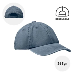 Cappellino da baseball vintage a 6 pannelli in cotone lavato con chiusura a gancio regolabile