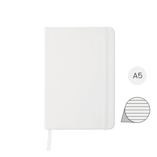Block notes A5 antibatterico con copertina bianca in PU e 96 fogli a righe