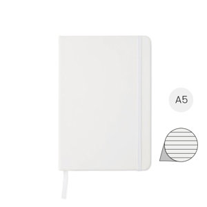 Block notes A5 antibatterico con copertina bianca in PU e 96 fogli a righe
