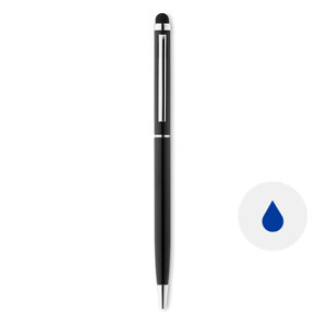Penna a sfera in alluminio disponibile in vari colori con punta touch e meccanismo a rotazione e refill blu