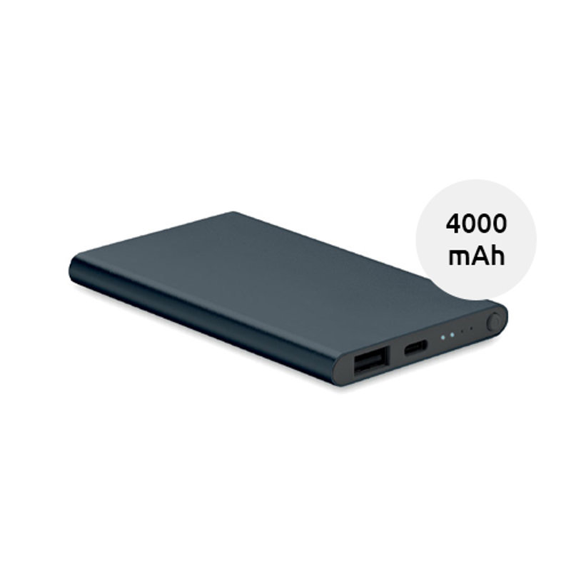 Power bank in alluminio con porta di tipo-C da 4000mAh