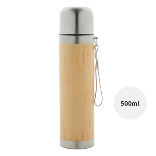 Thermos in acciaio inox con rivestimento in bambù 500ml