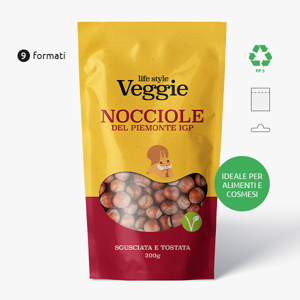Busta Doypack in plastica riciclabile film trasparente con barriera alta e plastificazione