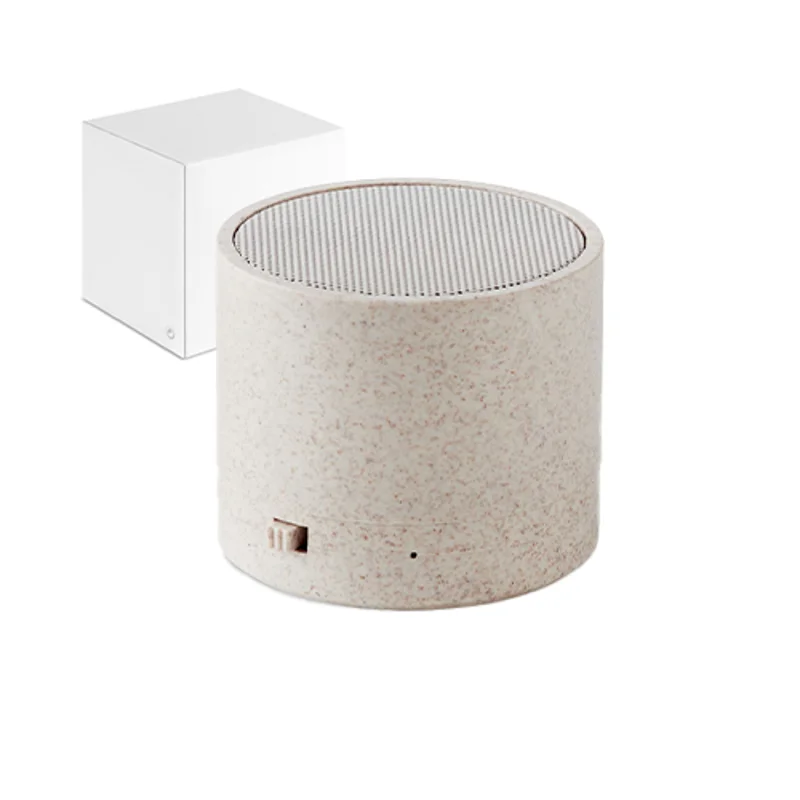 Cassa Wireless 5.0 in paglia di grano e ABS con finiture gommate e indicatore LED