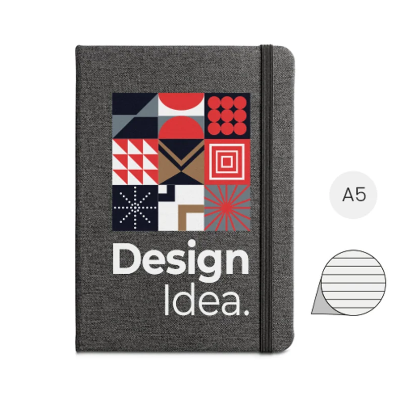 Block note A5 con copertina rigida in RPET a 192 pagine con carta avorio 
