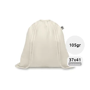 Sacca in cotone organico biologico in colore naturale con chiusura a coulisse da 105gr 37X41cm