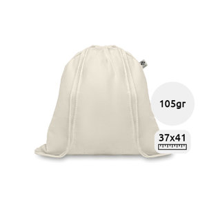 Sacca in cotone organico biologico in colore naturale con chiusura a coulisse da 105gr 37X41cm