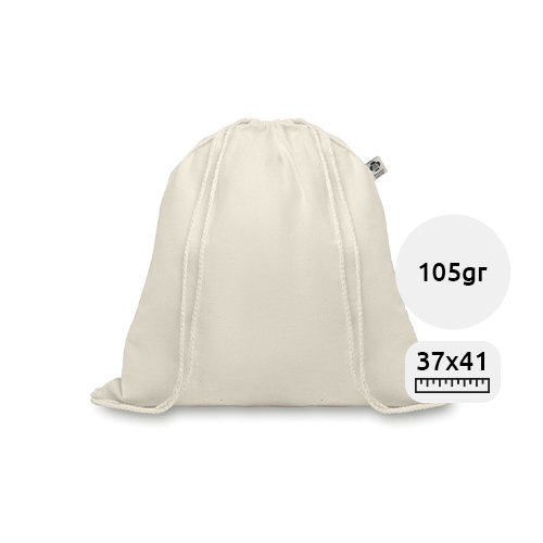 Sacca in cotone organico biologico in colore naturale con chiusura a coulisse da 105gr 37X41cm