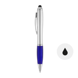 Penna a sfera in plastica con impugnatura colorata e punta touch refill nero