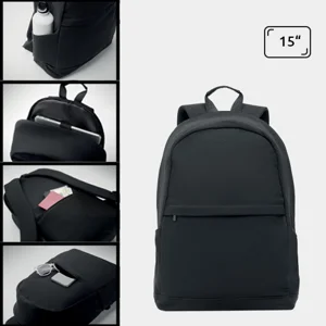 Zaino porta pc da 15" in cotone e poliestere riciclato con tasca frontale e spallacci imbottiti