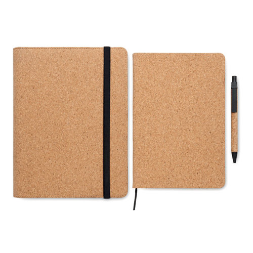 Cartella Porta Documenti in Sughero con Notebook A5 e Penna abbinata